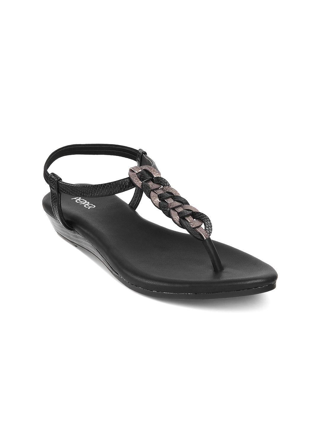 pepper women textured t-strap flats