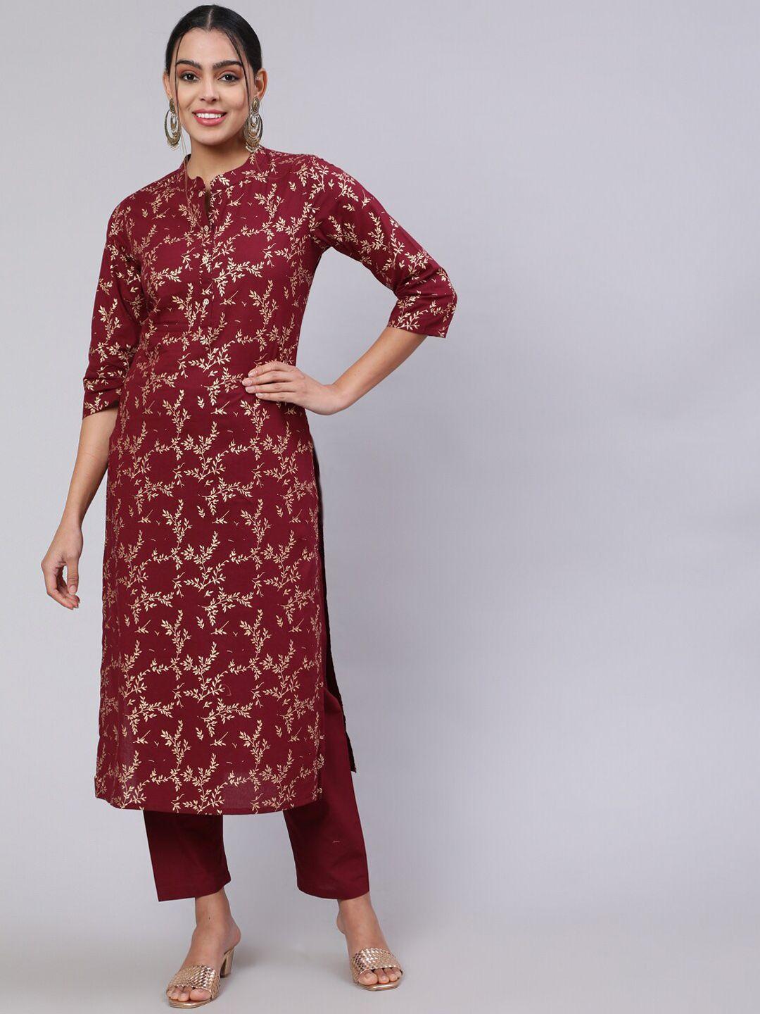 nayo floral printed pure cotton kurta with trousers