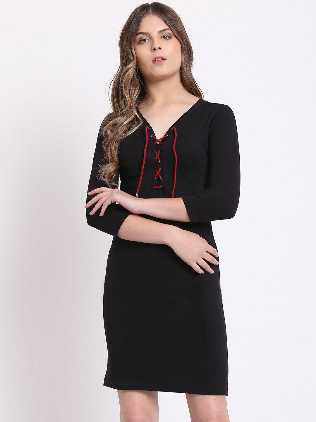 rivi tie-up neck sheath dress