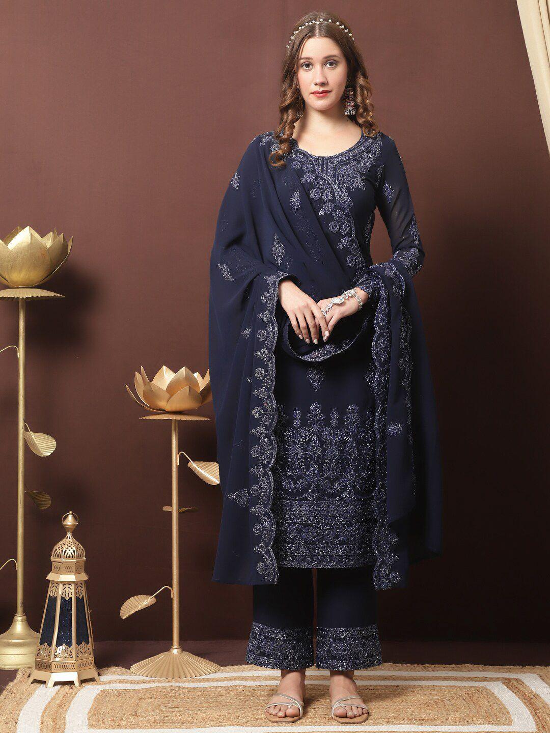 stylee lifestyle embroidered silk georgette unstitched dress material