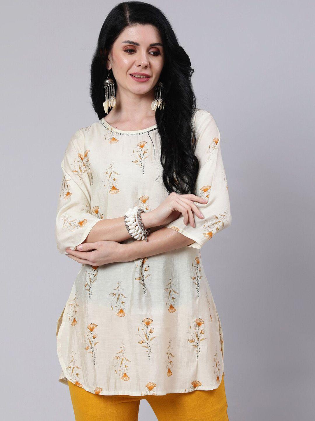 jaipur kurti floral printed thread work kurti