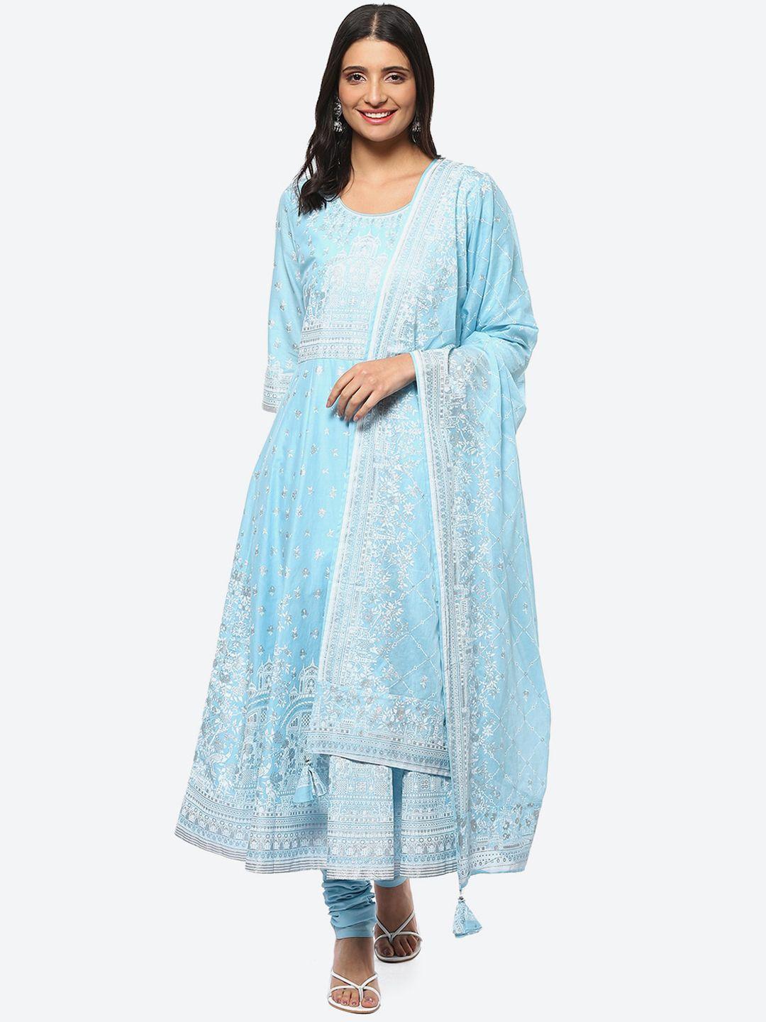 biba women ethnic motifs printed kurta with churidar & dupatta set