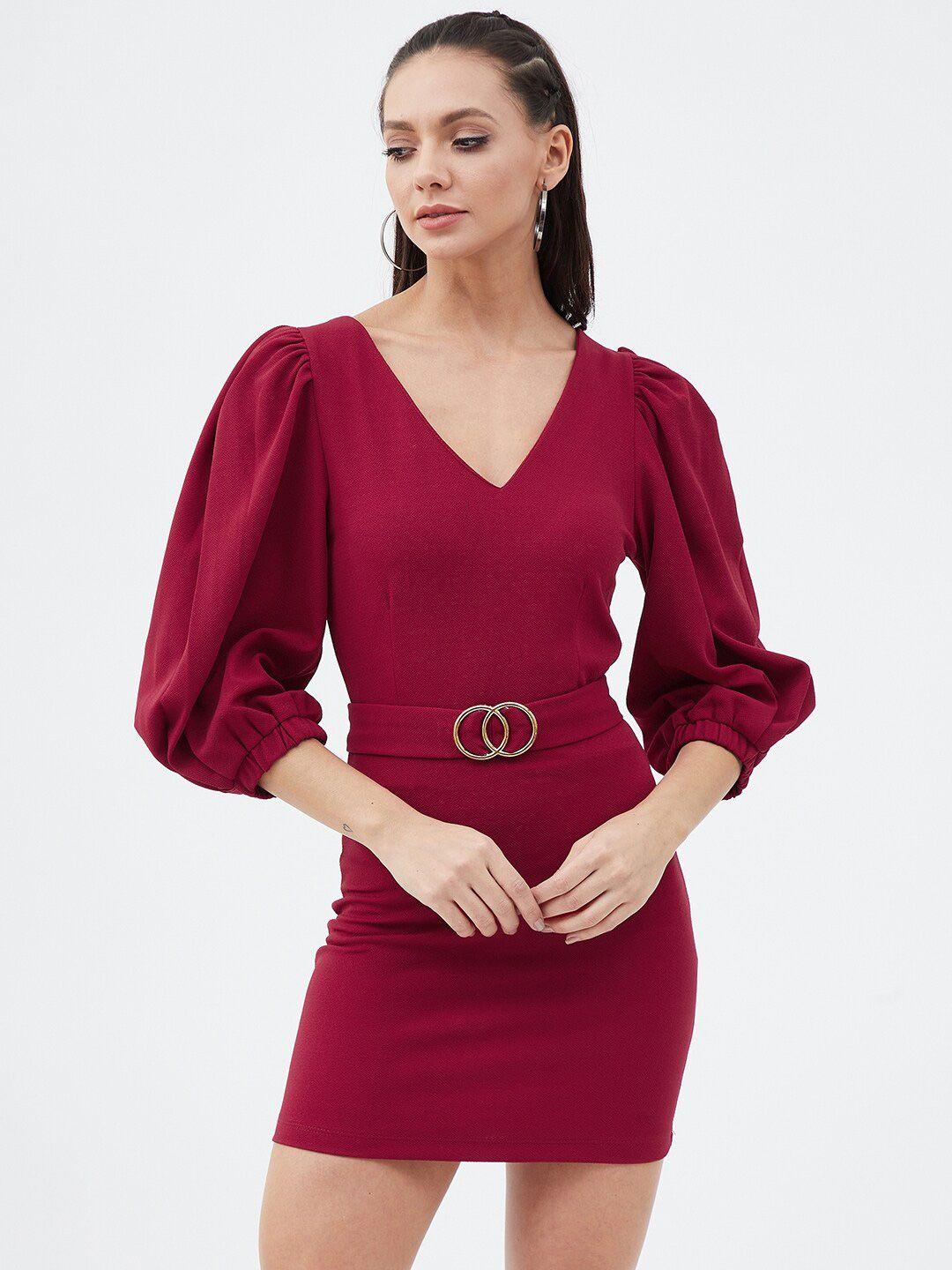 harpa v-neck belted bodycon dress