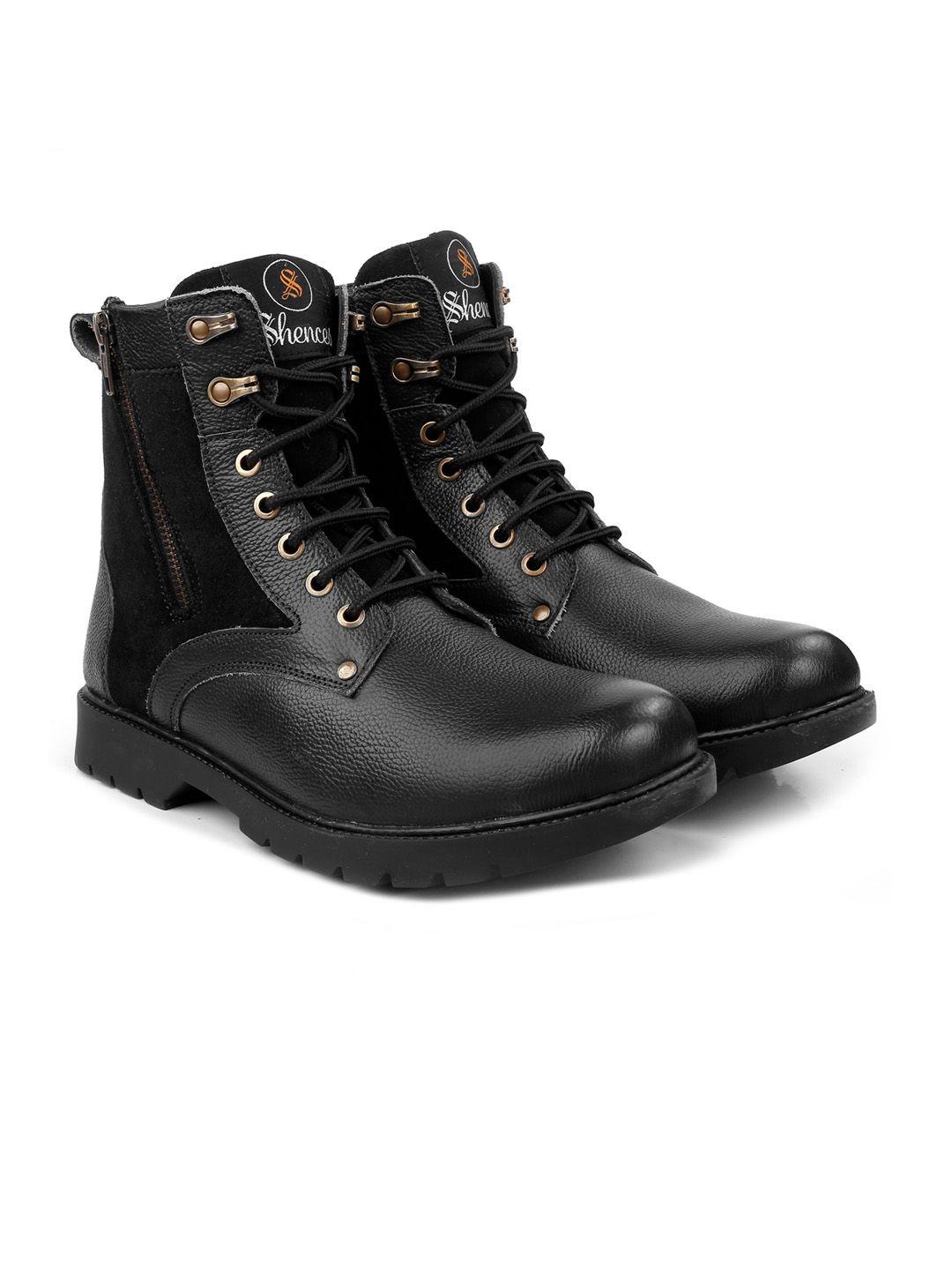 shences men leather high-top regular boots