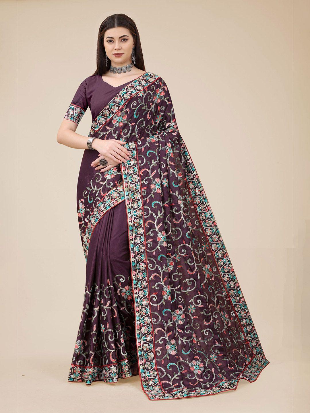 vairagee floral embroidered saree