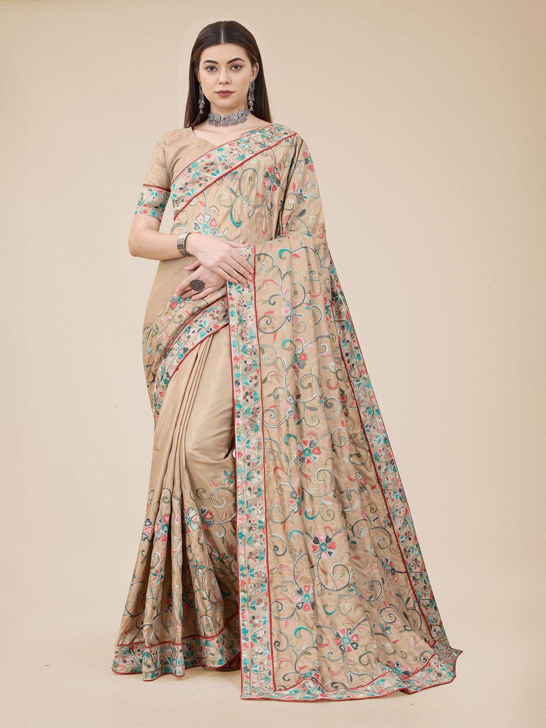 vairagee floral embroidered heavy work saree