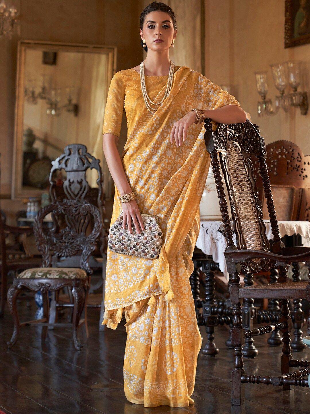 anouk printed dabu zari bagru saree