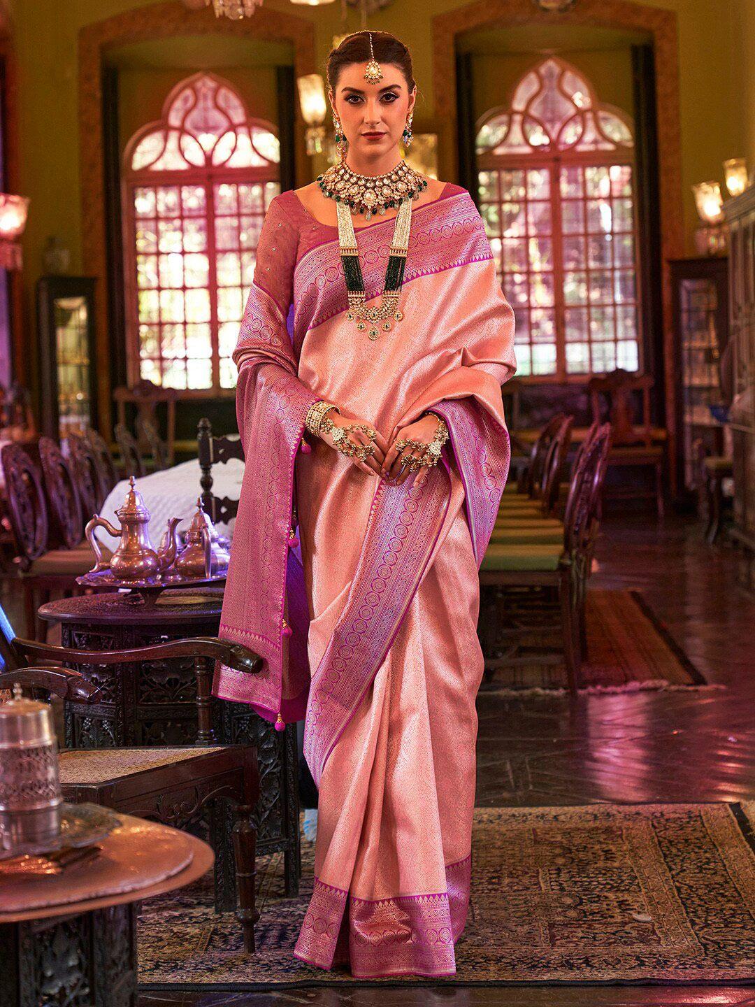 anouk woven design zari silk blend kanjeevaram saree