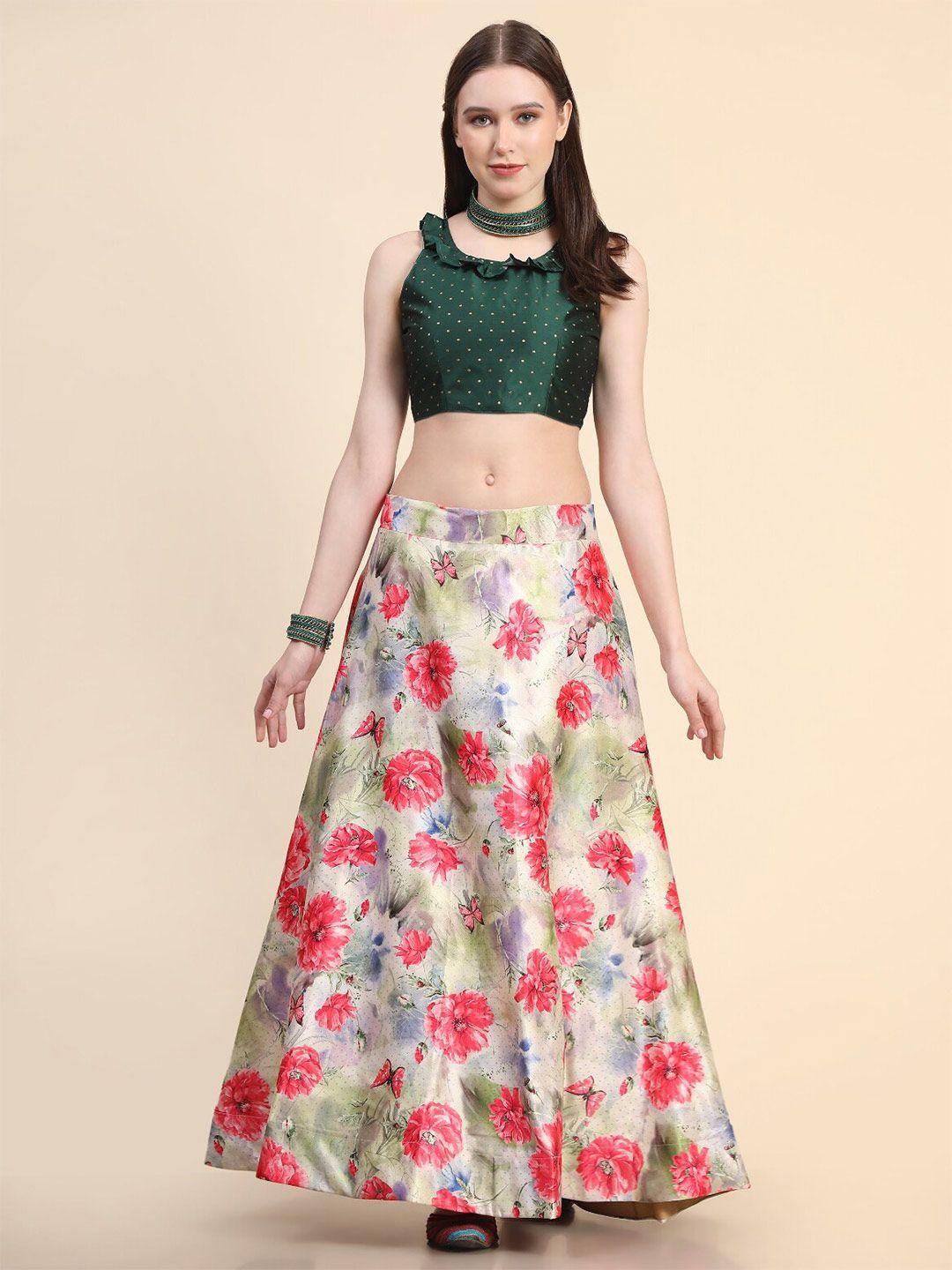 kaizen texo fab printed semi-stitched lehenga & unstitched blouse with dupatta