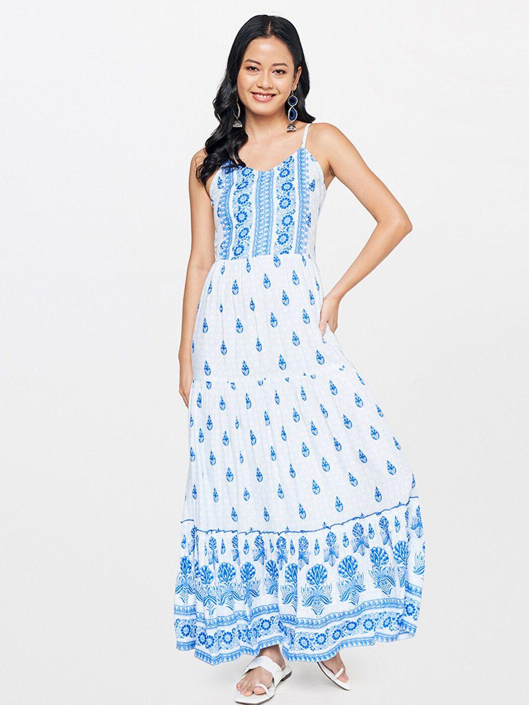 global desi ethnic motifs printed fit & flare maxi dress