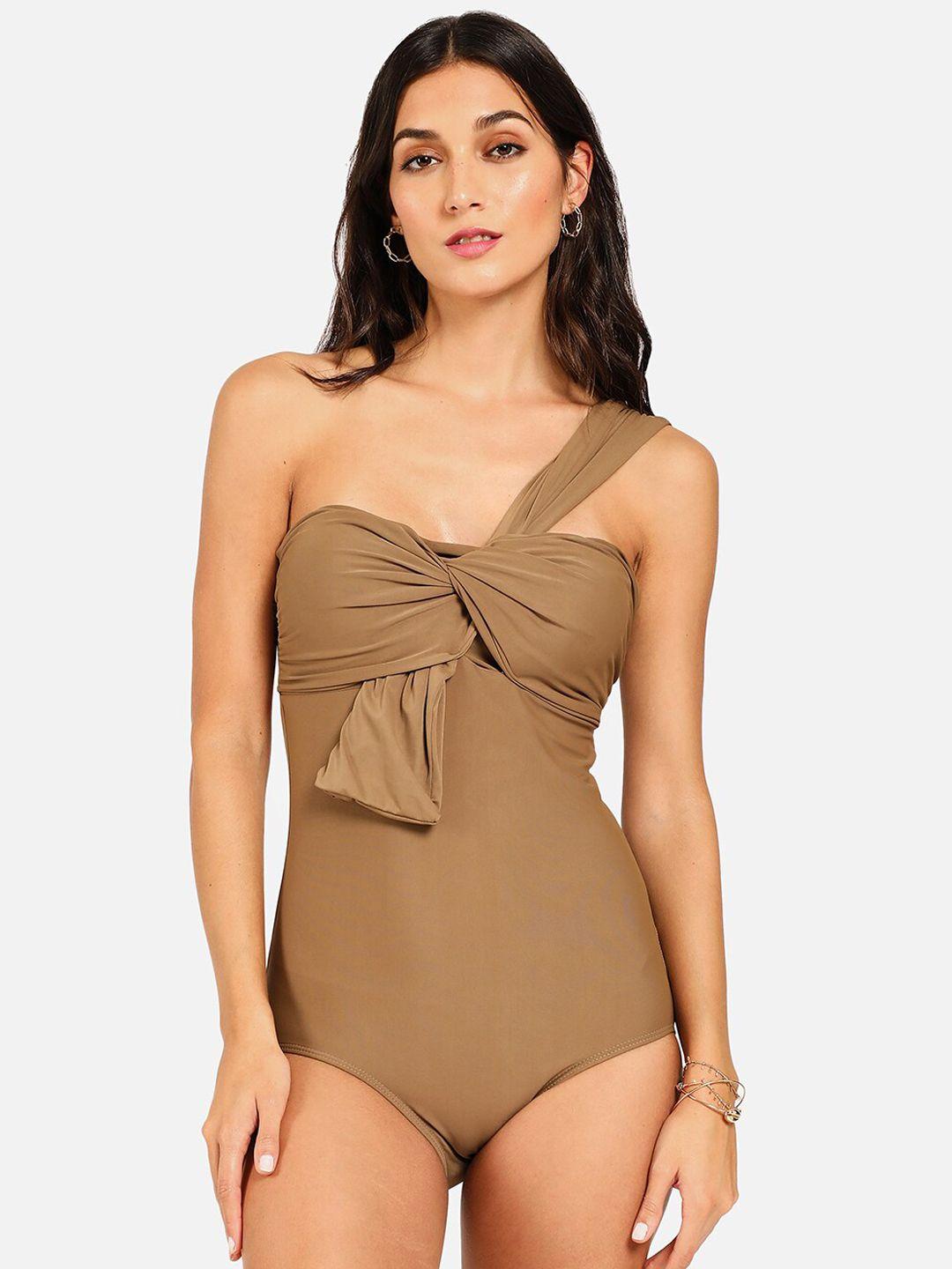 haute sauce by  campus sutra women one shoulder bodysuit