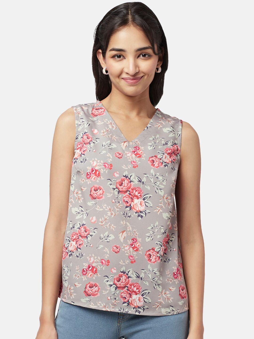 yu by pantaloons floral printed v-neck top