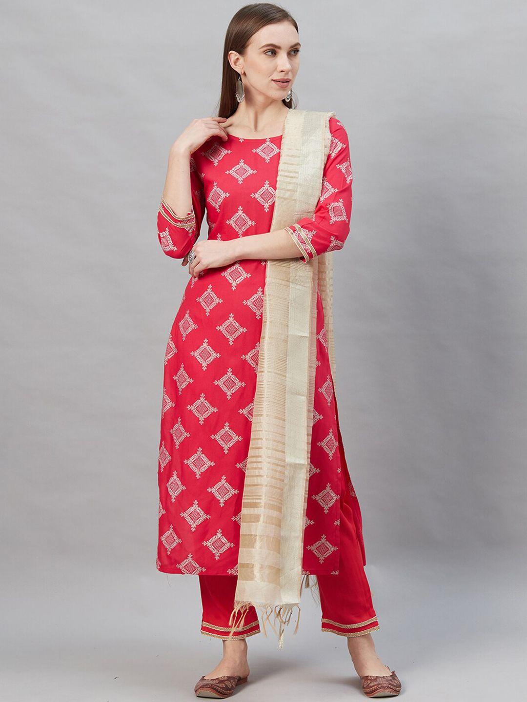 indo era printed gotta patti kurta with trousers