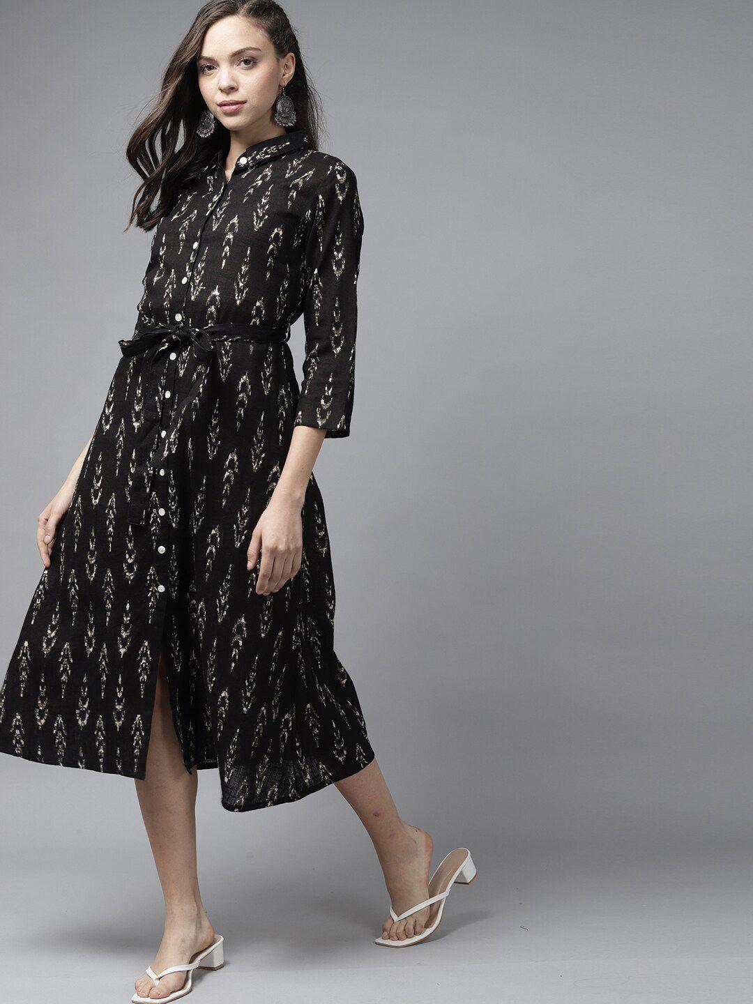 indo era abstract printed cotton shirt dress