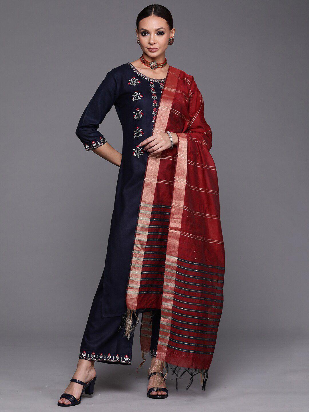 indo era women floral embroidered kurta with palazzos & dupatta