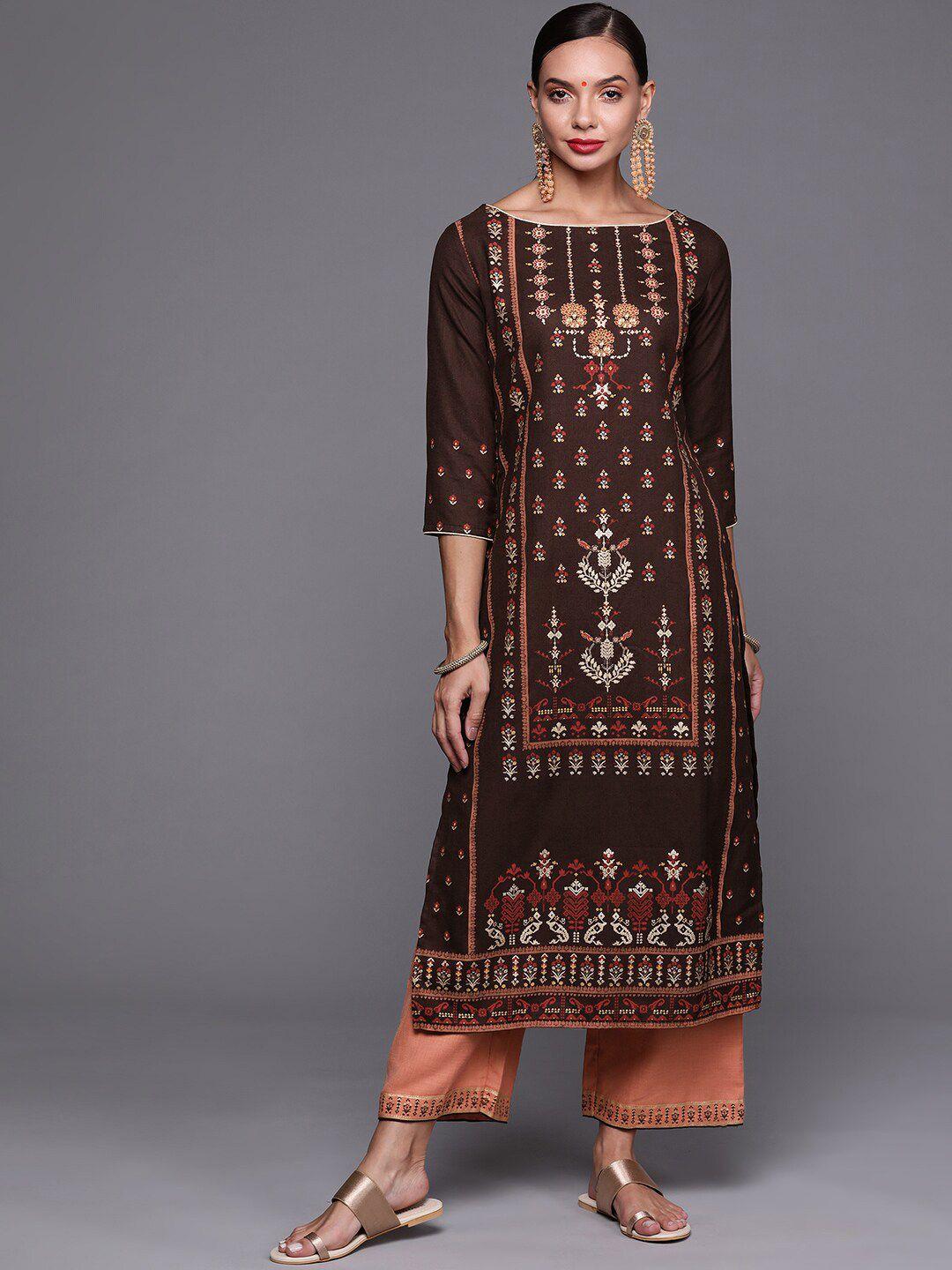 indo era women ethnic motifs printed kurta with palazzos