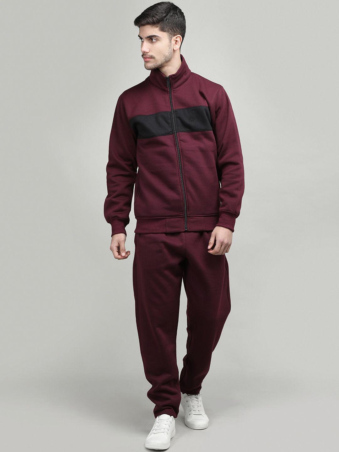 chkokko men colourblocked cotton fleece tracksuit