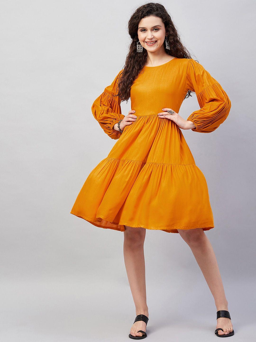 inweave tiered puff sleeve dress