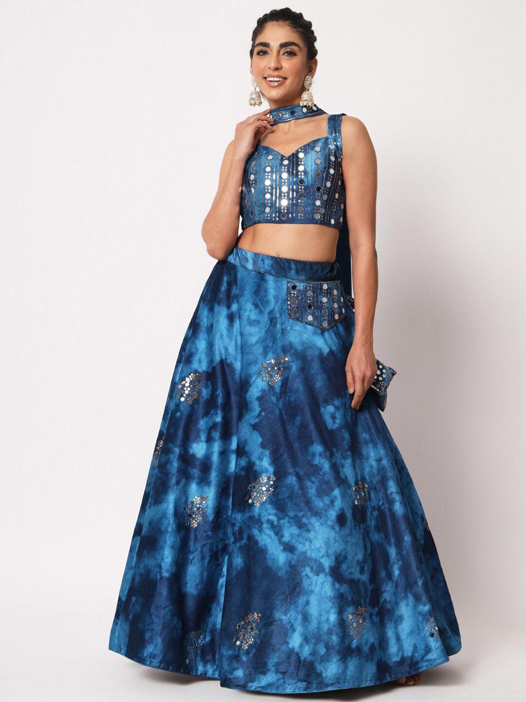 shubhkala embroidered velvet semi-stitched lehenga & unstitched blouse with dupatta