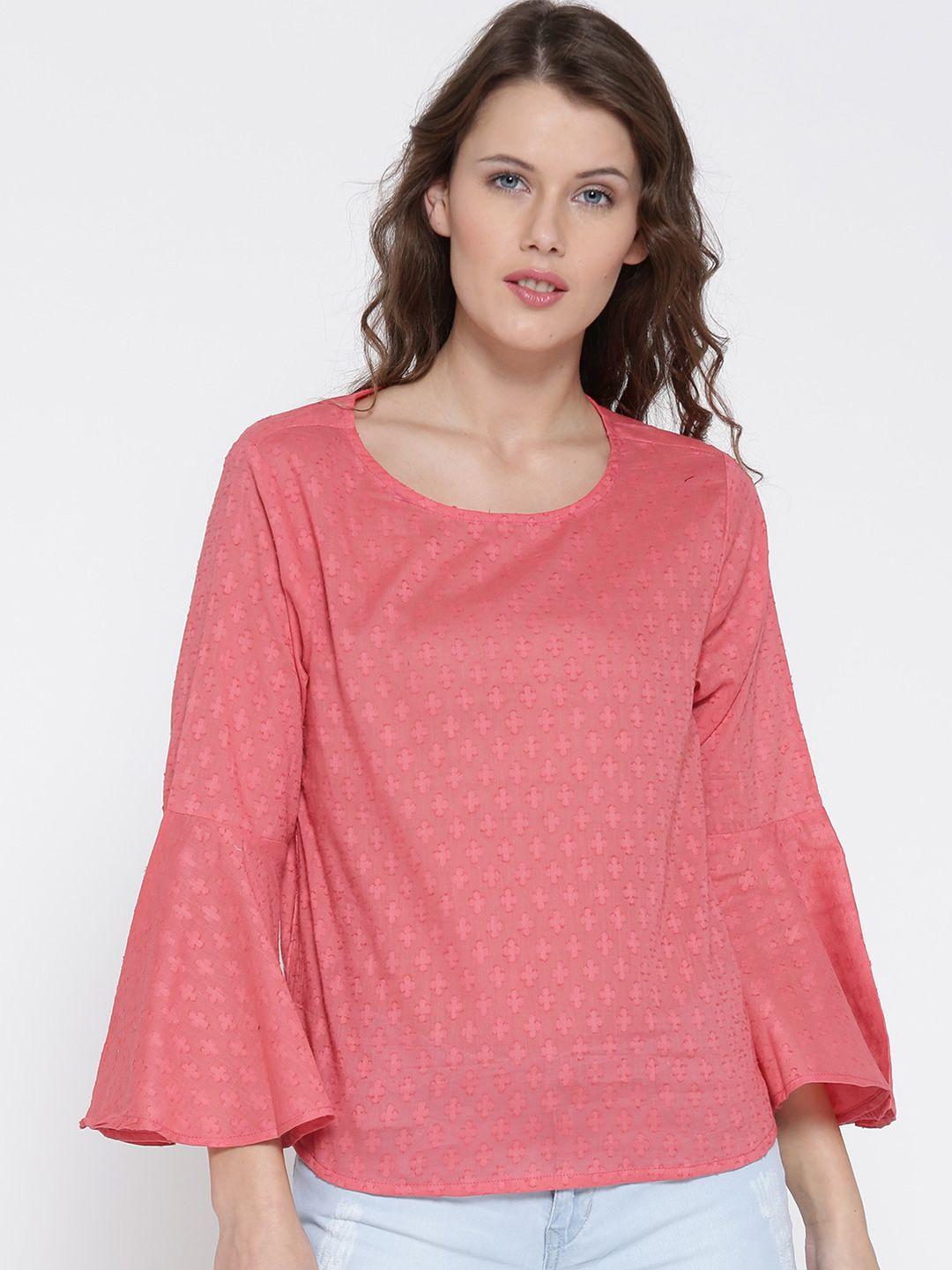 sera self design bell sleeve pure cotton top