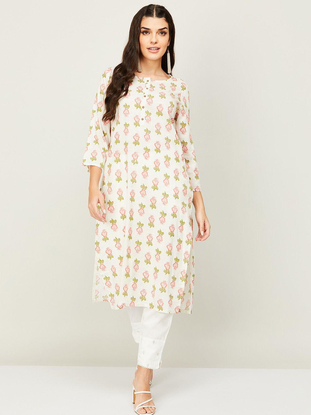 melange by lifestyle women floral printed round neck kurta