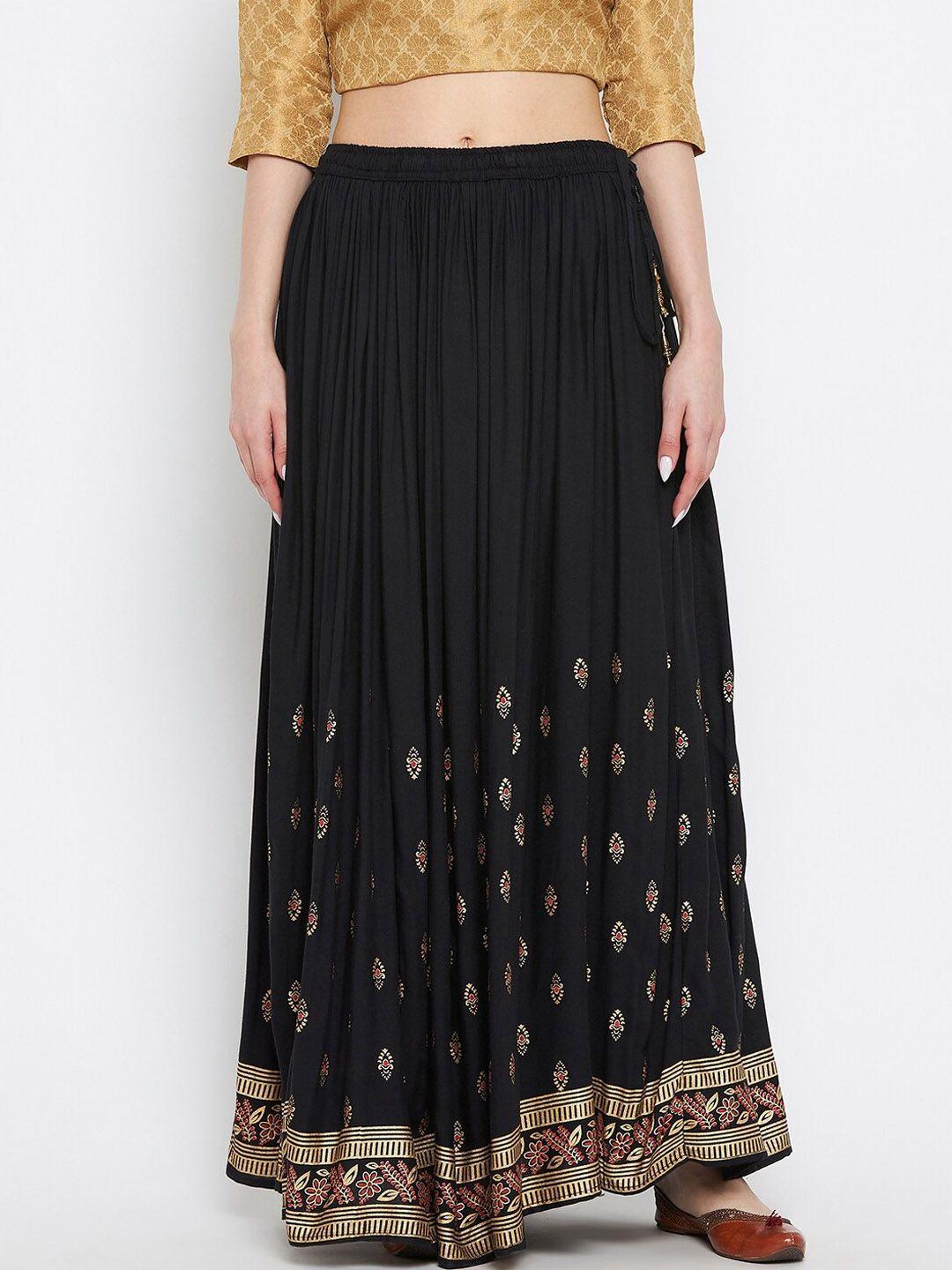 clora creation printed flared maxi skirt