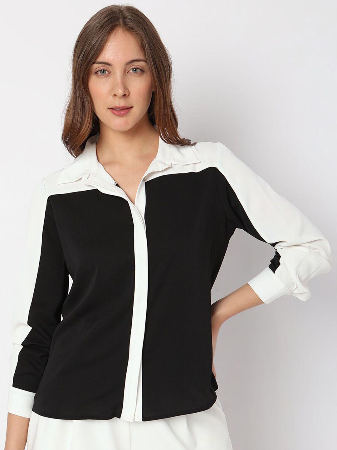 vero moda women colourblocked slim fit casual shirt