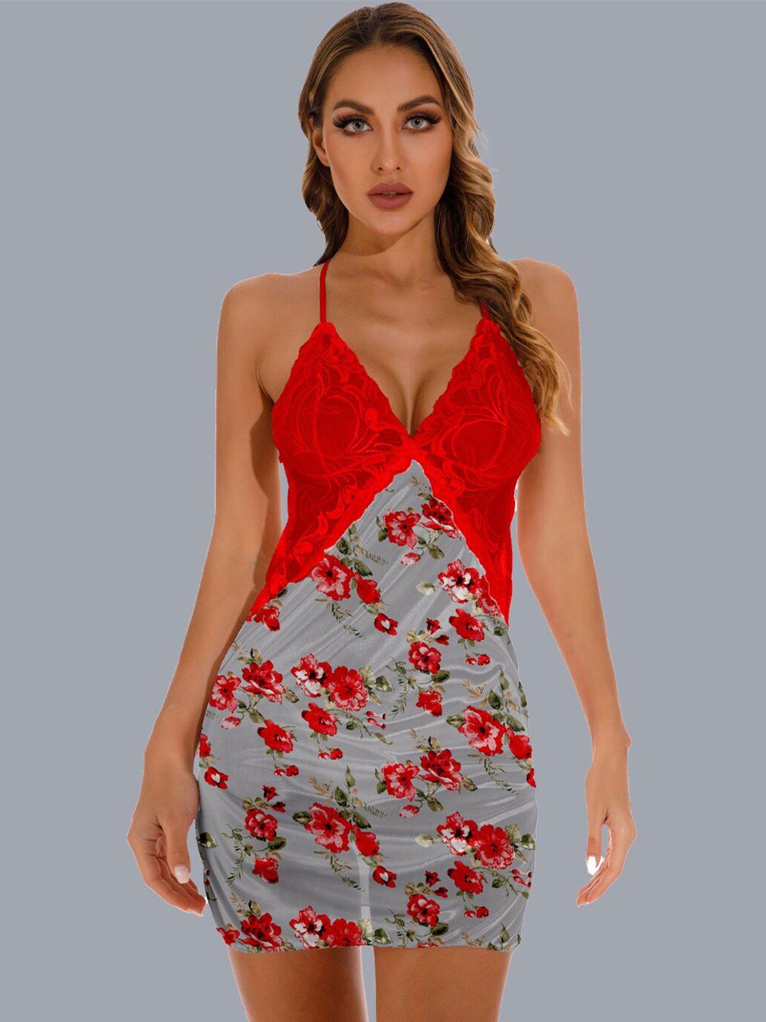 herryqeal printed shoulder straps satin baby doll