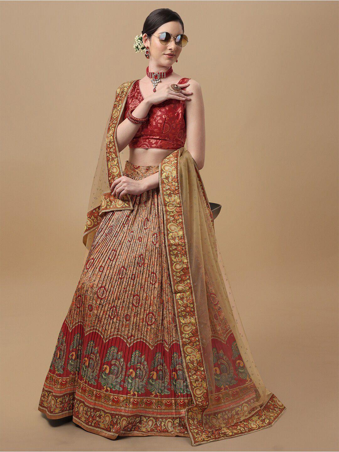 saptrangi printed kalamkari ready to wear lehenga & blouse with dupatta