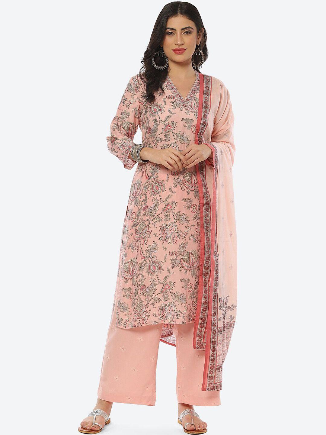 biba women ethnic motifs printed kurta with palazzos & with dupatta