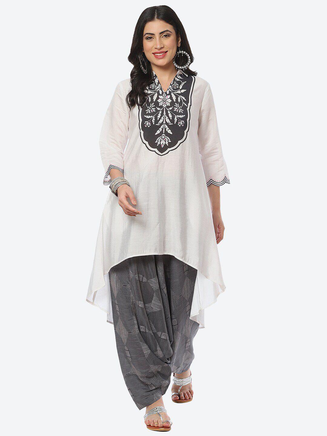 biba women floral printed kurta with harem pants