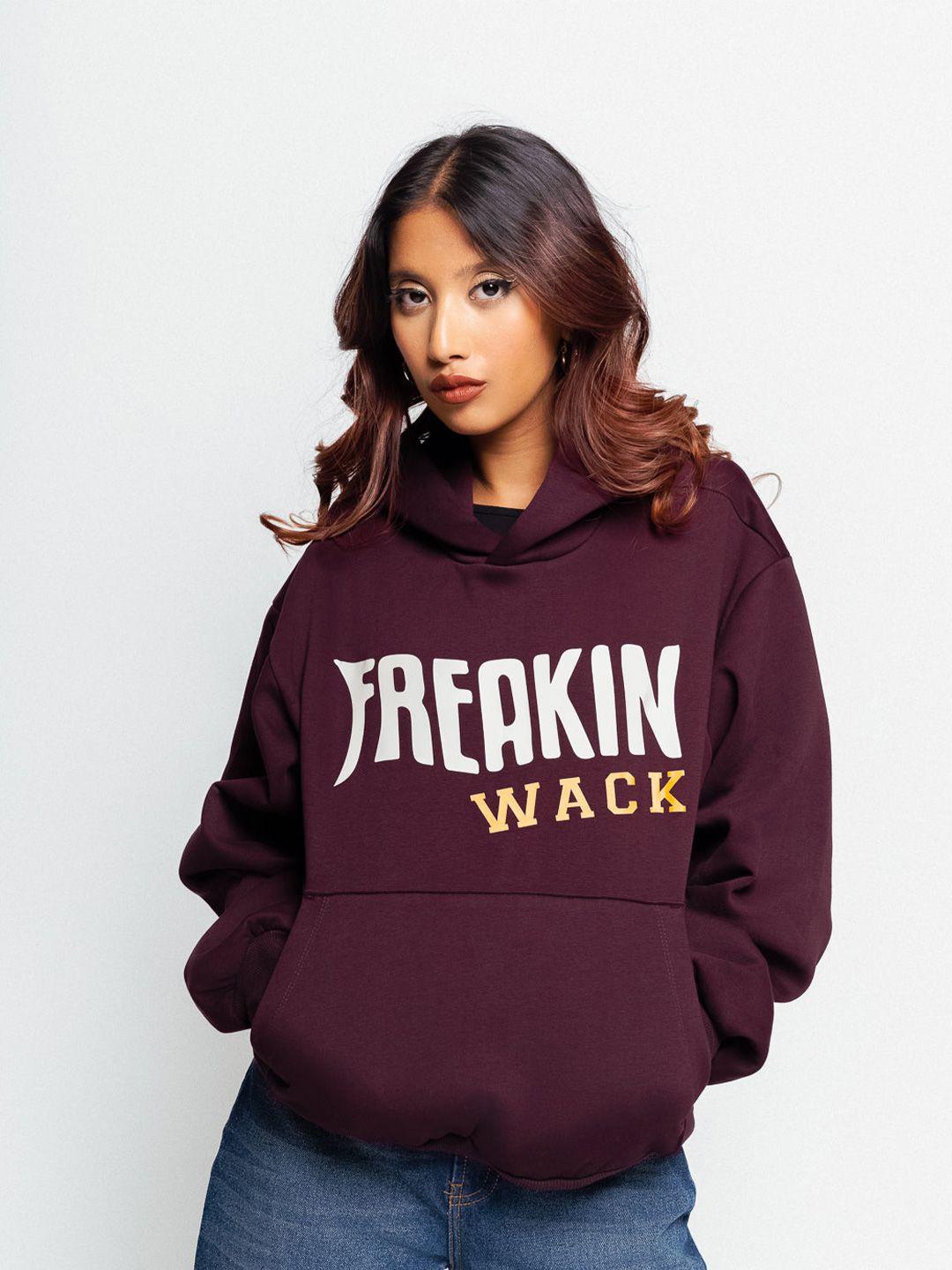 freakins women typography printed hooded pullover sweatshirt