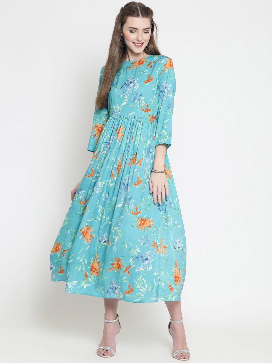 sera flared floral midi dress