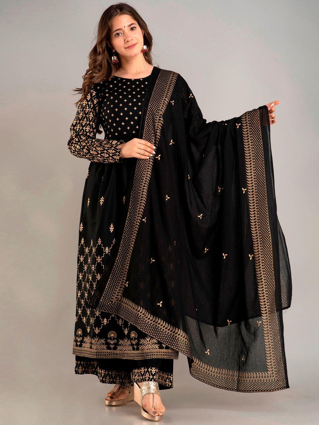 misbis women ethnic motifs printed kurta with palazzos & dupatta