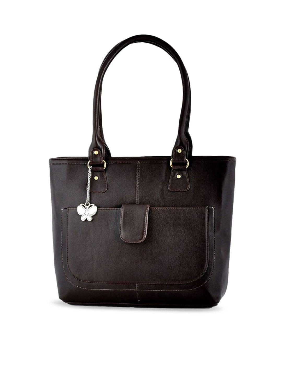 butterflies brown pu structured shoulder bag