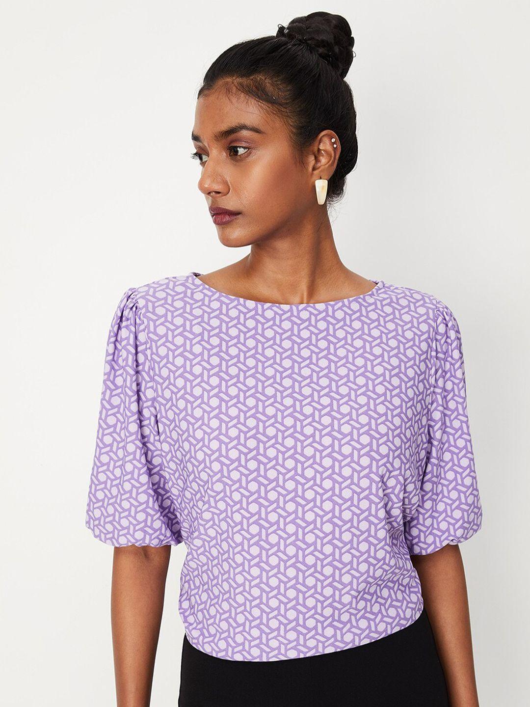 max print puffed sleeves top