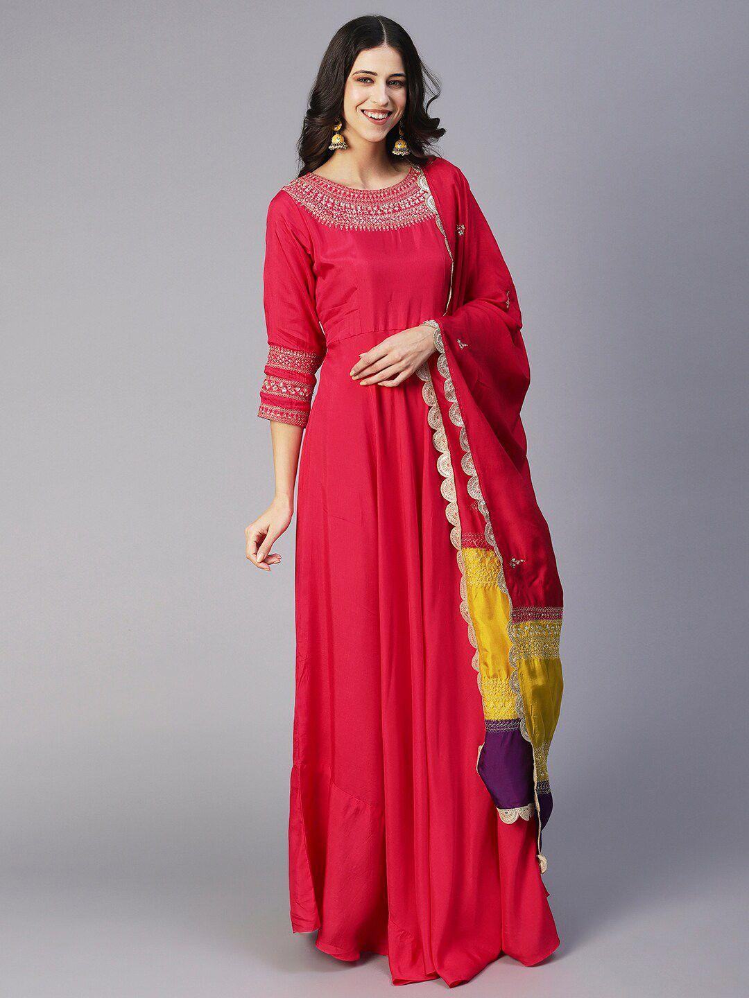 envy me by fashor embroidered gown with dupatta