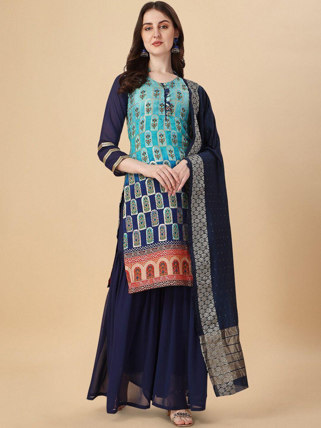 jatriqq women floral printed kurta with sharara & with dupatta