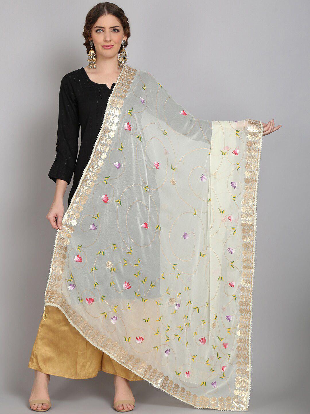 soundarya printed block print dupatta with gotta patti