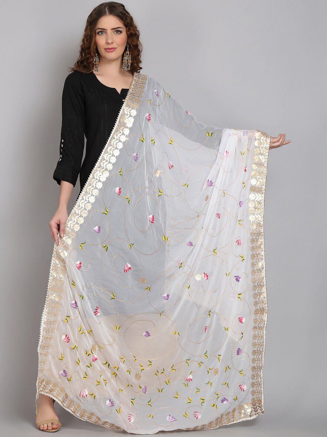 soundarya printed block print dupatta with gotta patti