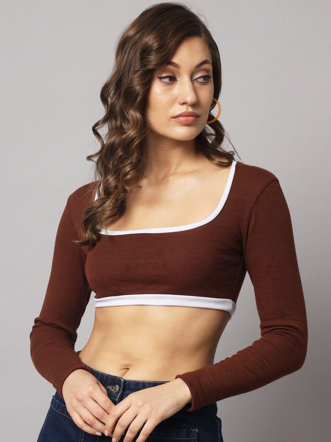 aahwan brown crop top