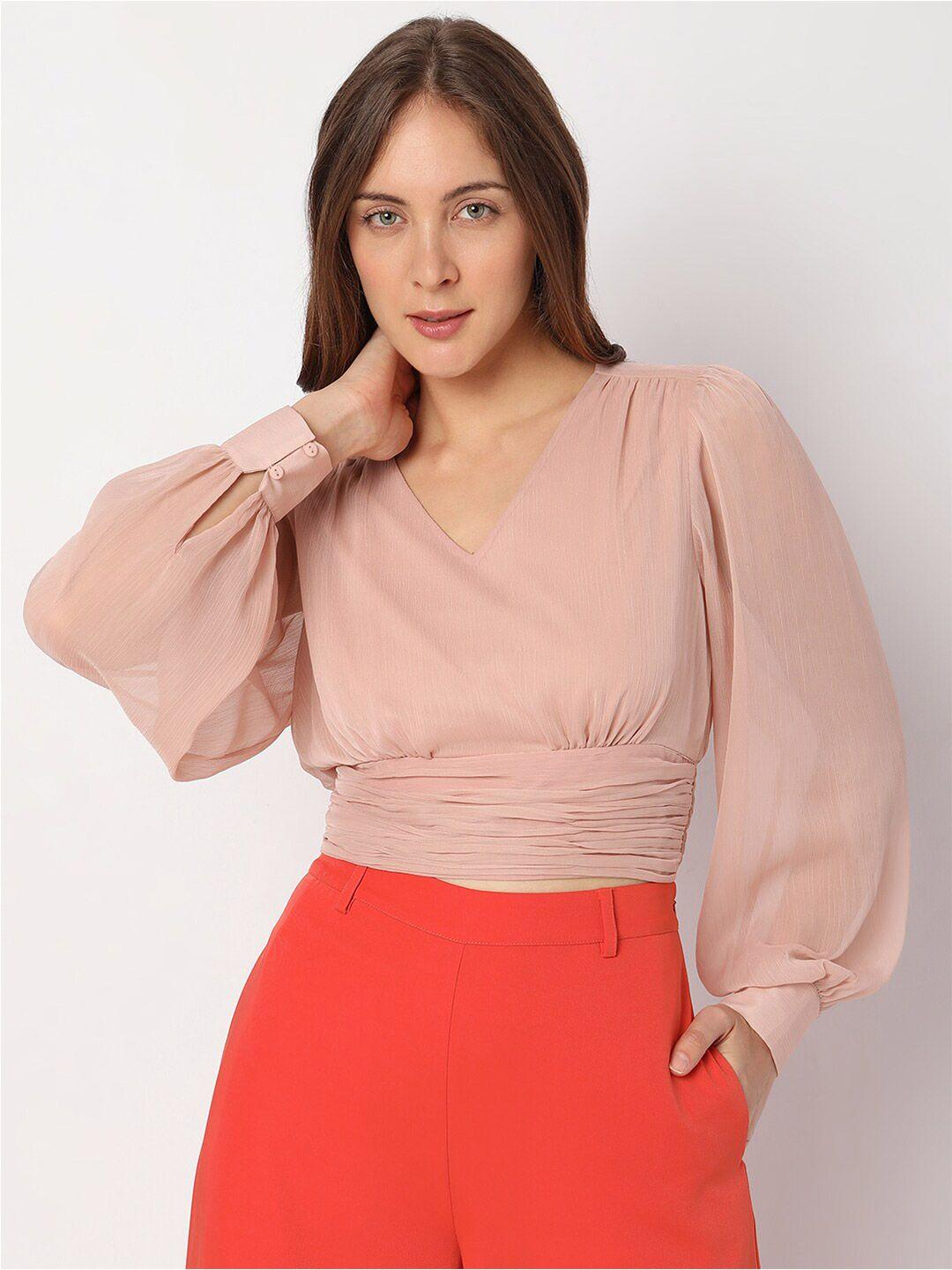 vero moda peach-coloured wrap top