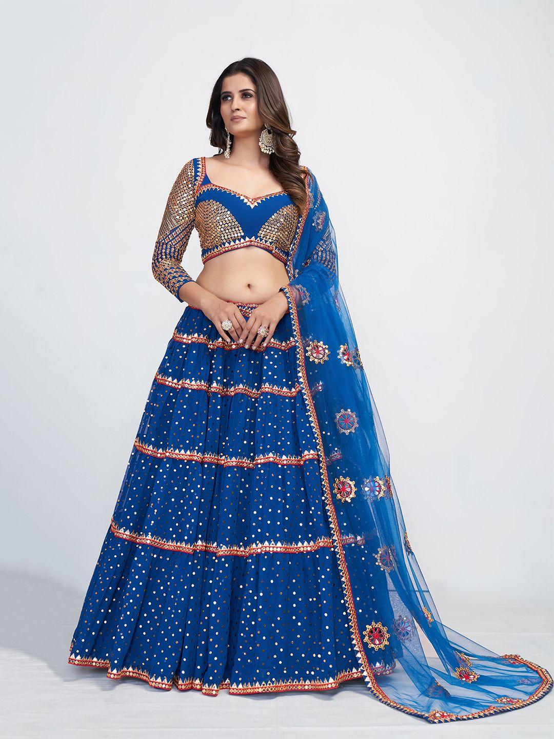 fusionic embellished sequinned semi-stitched lehenga choli with dupatta