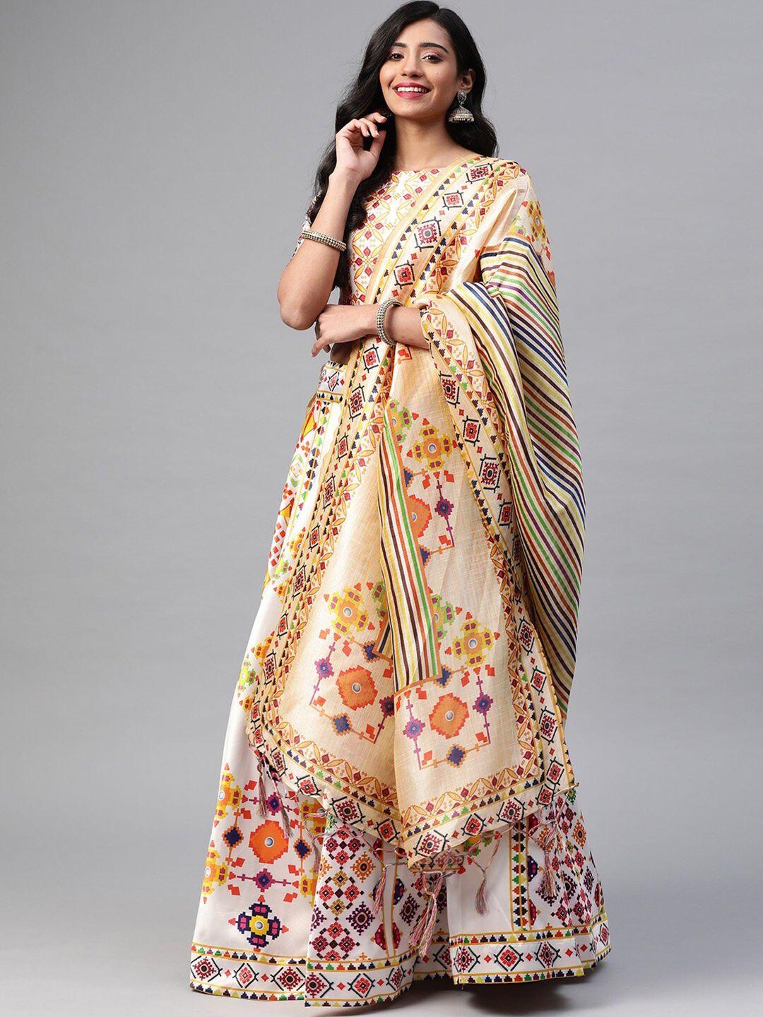 yoyo fashion printed semi-stitched lehenga & unstitched blouse with dupatta