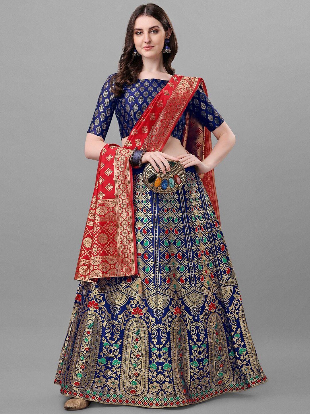 yoyo fashion woven semi-stitched lehenga & unstitched blouse with dupatta