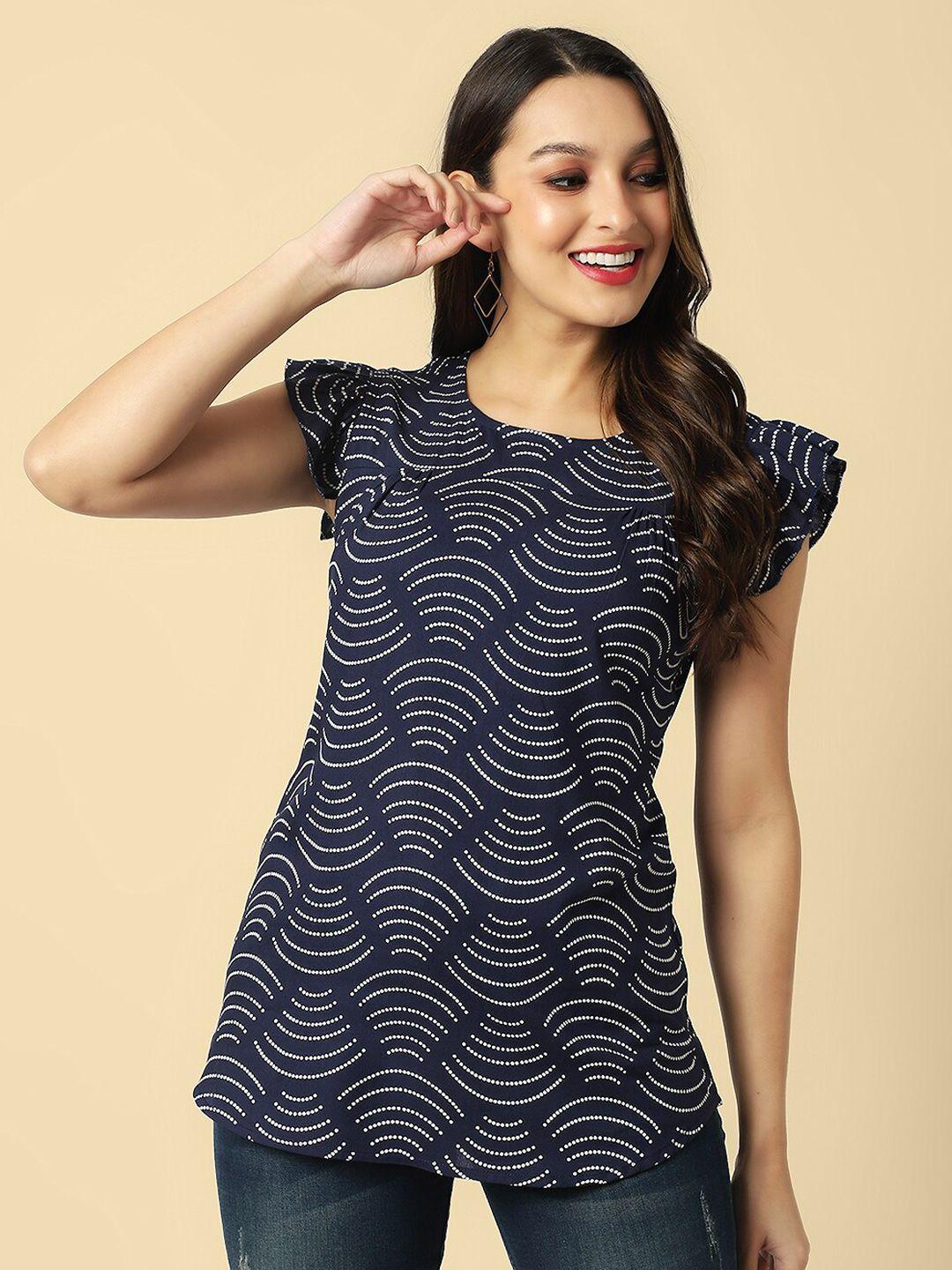 daevish round neck geometric printed top