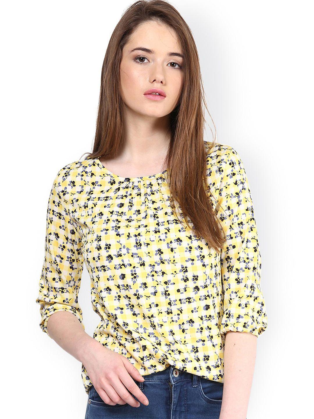 harpa yellow & white printed top