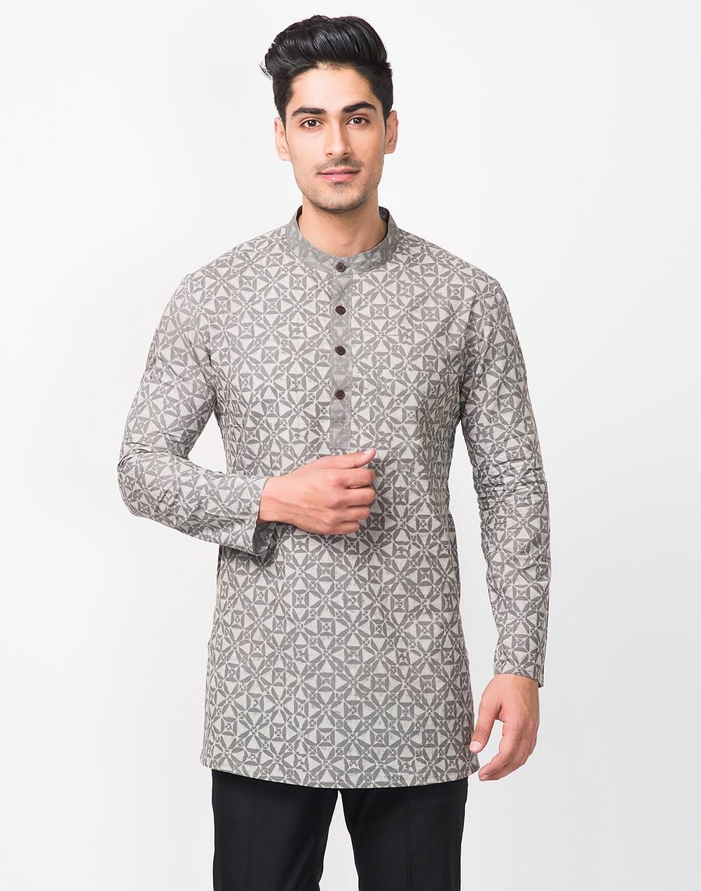 grey cotton short kurta