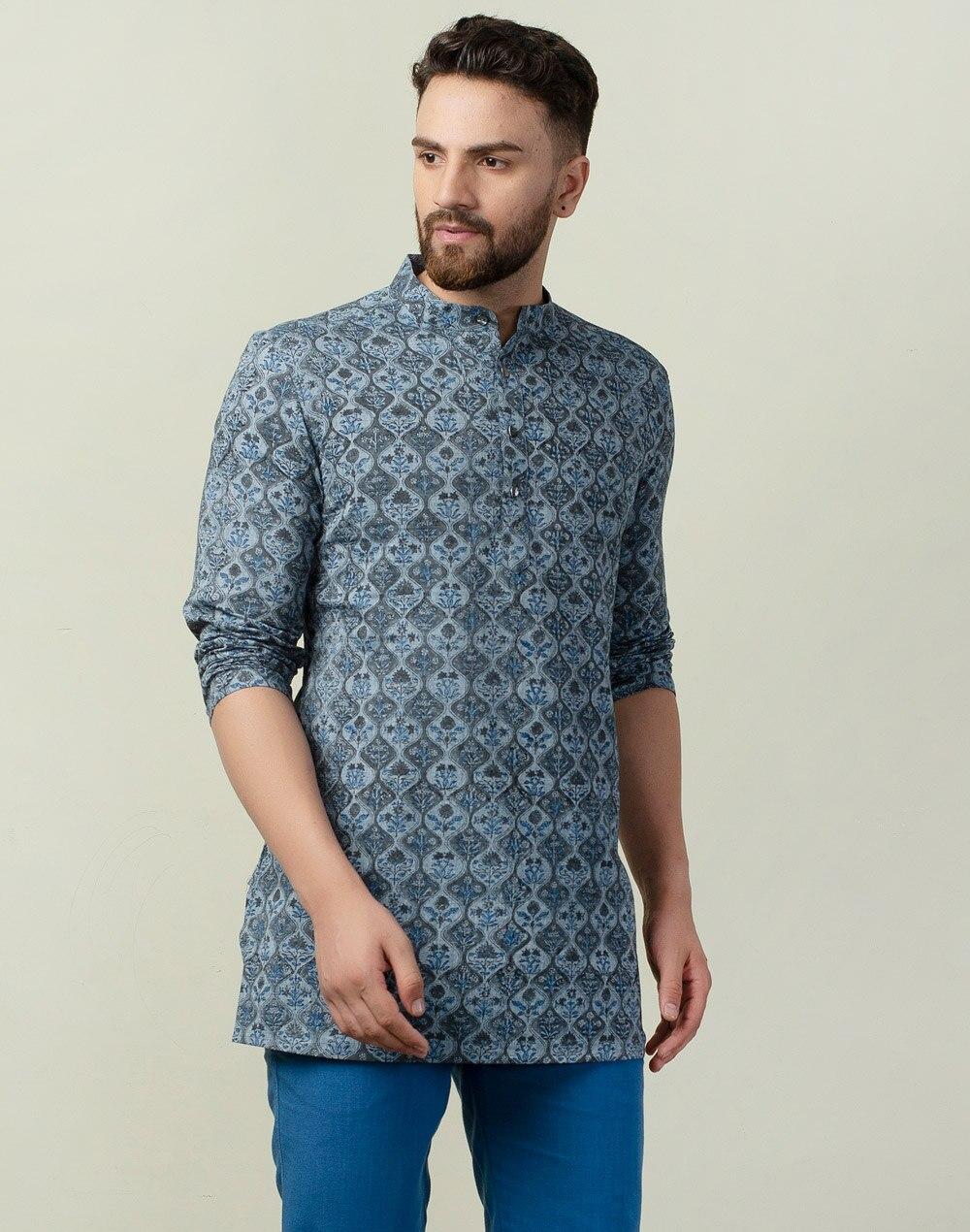 cotton hand block printed short kurta