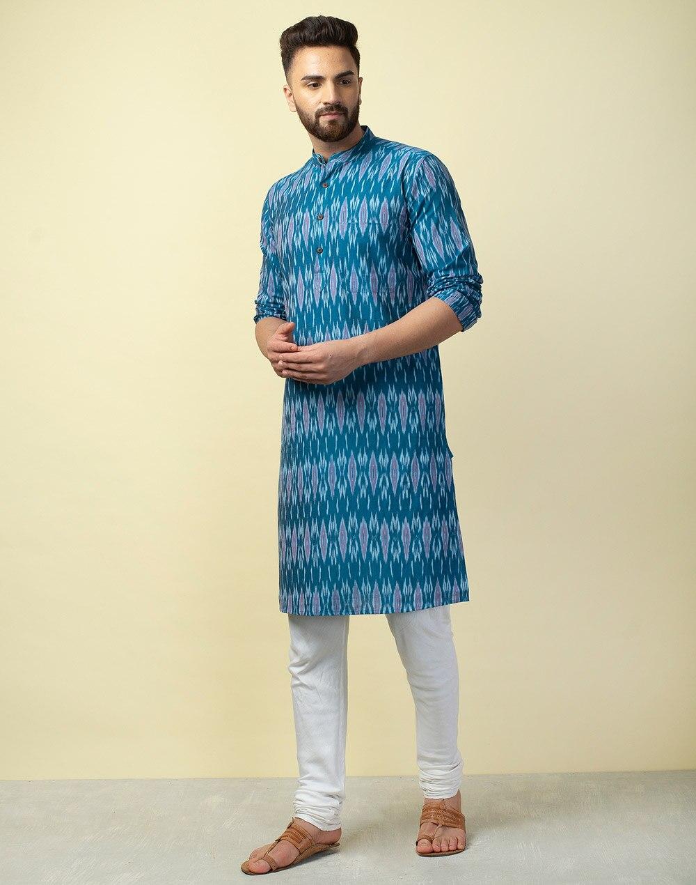 cotton ikat slim fit long kurta